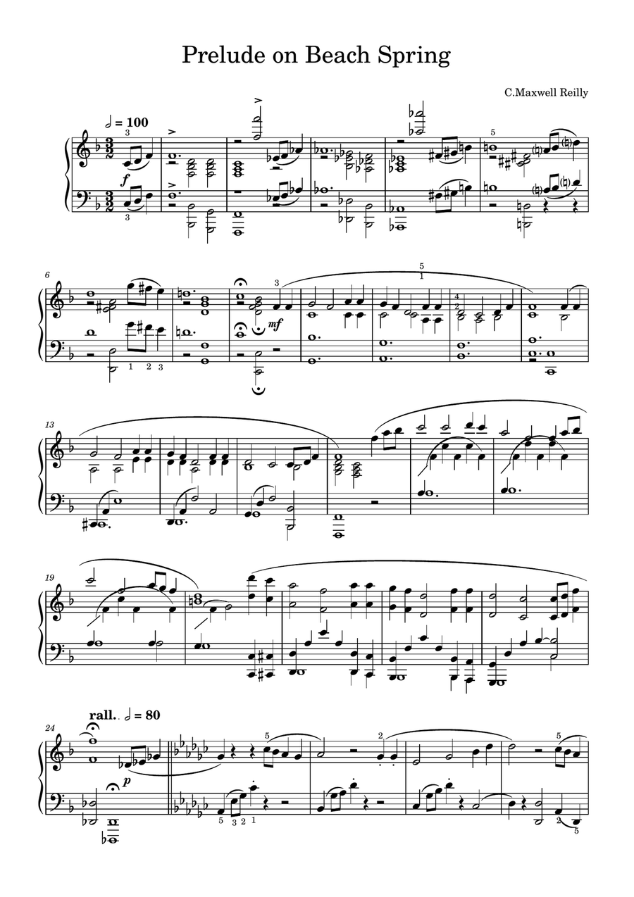 Prelude on Beach Spring Prelude on Beach Spring Piano Solo scores gallery preview page 1