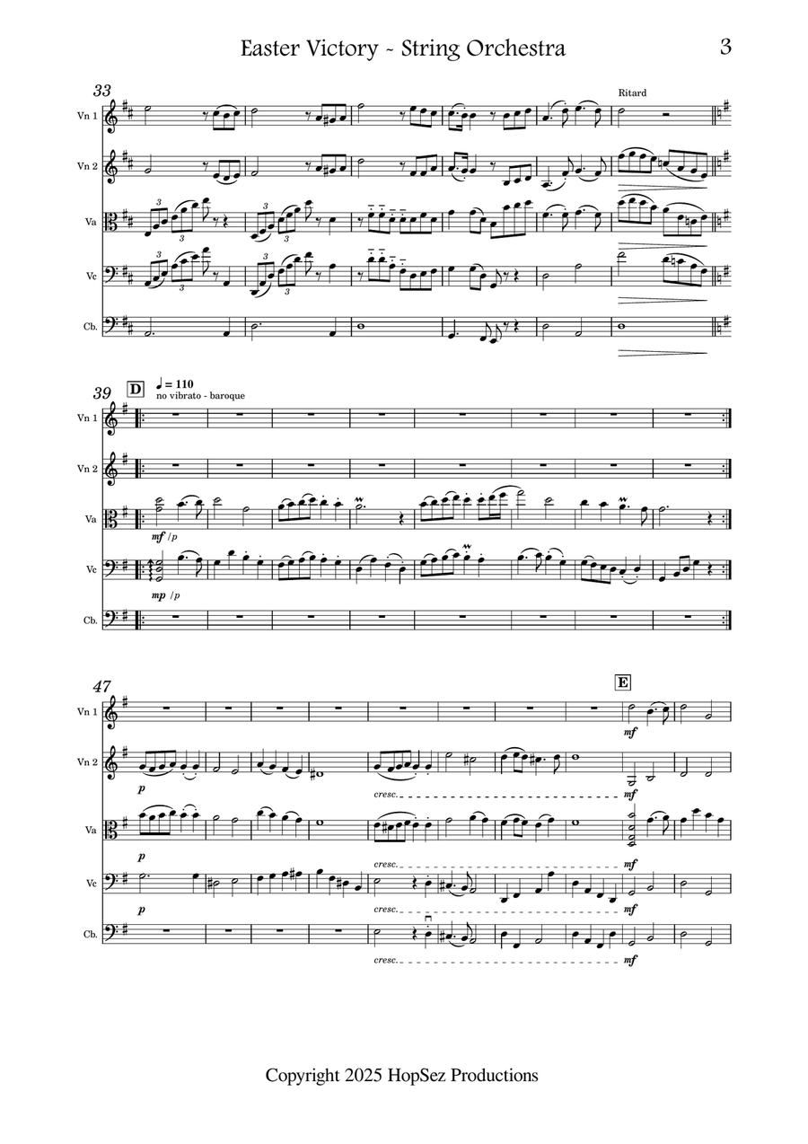 Easter Victory - Medley for String Orchestra String Orchestra scores gallery preview page 3