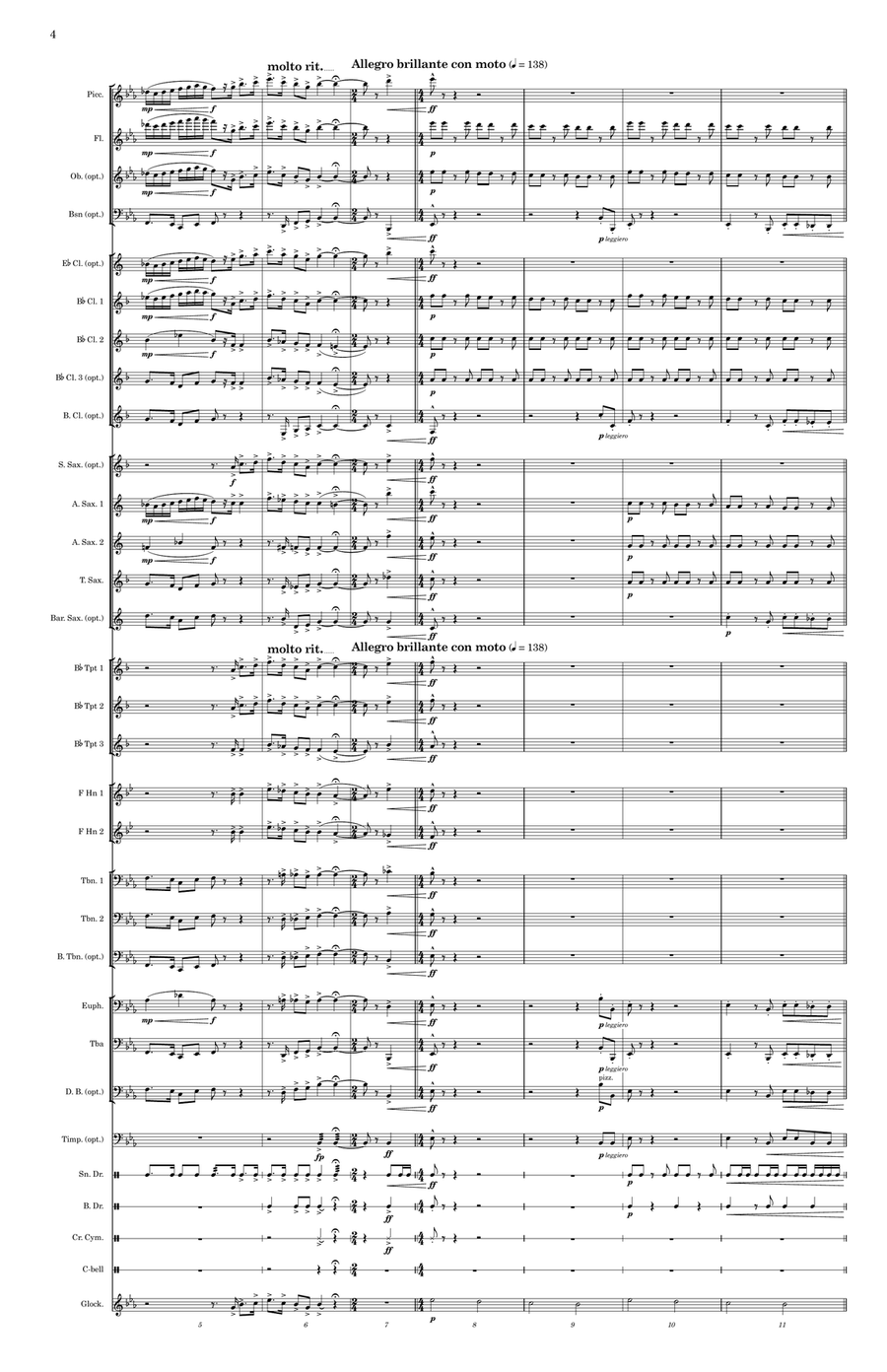 Sensei March (Grade 3—Wind Ensemble) - Score Only Concert Band scores gallery preview page 4