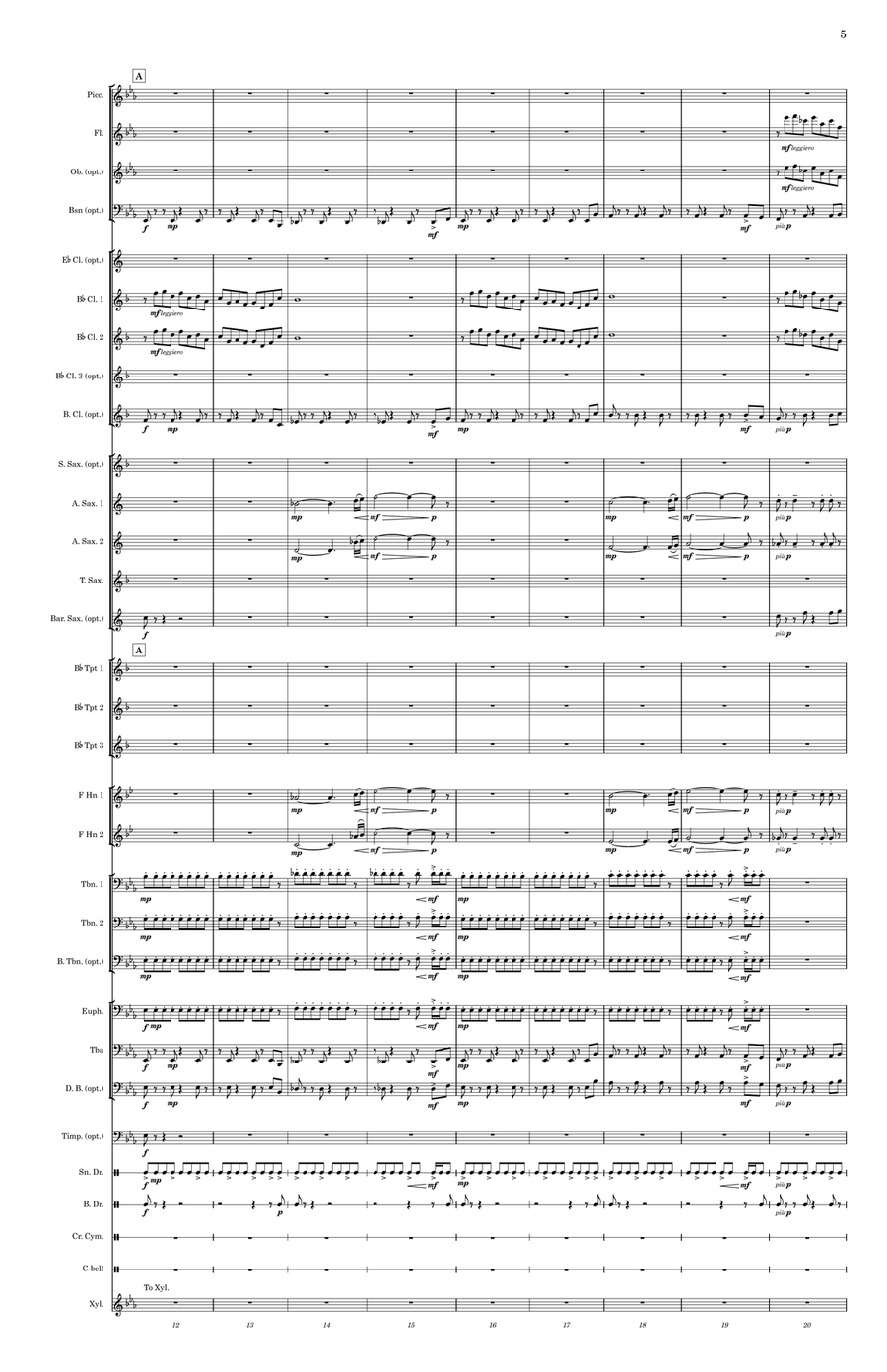 Sensei March (Grade 3—Wind Ensemble) - Score Only Concert Band scores gallery preview page 5