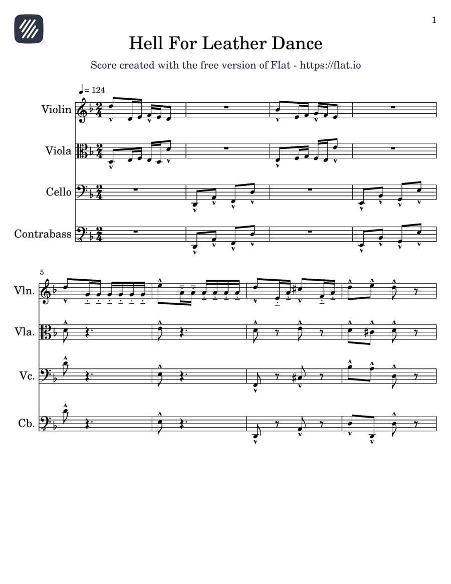 Hell For Leather Dance - Score Only String Quartet scores gallery preview page 1