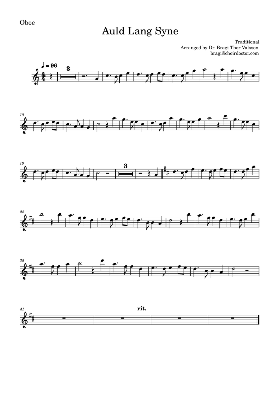 Auld Lang Syne for Oboe with Piano accompaniment Piano scores gallery preview page 4