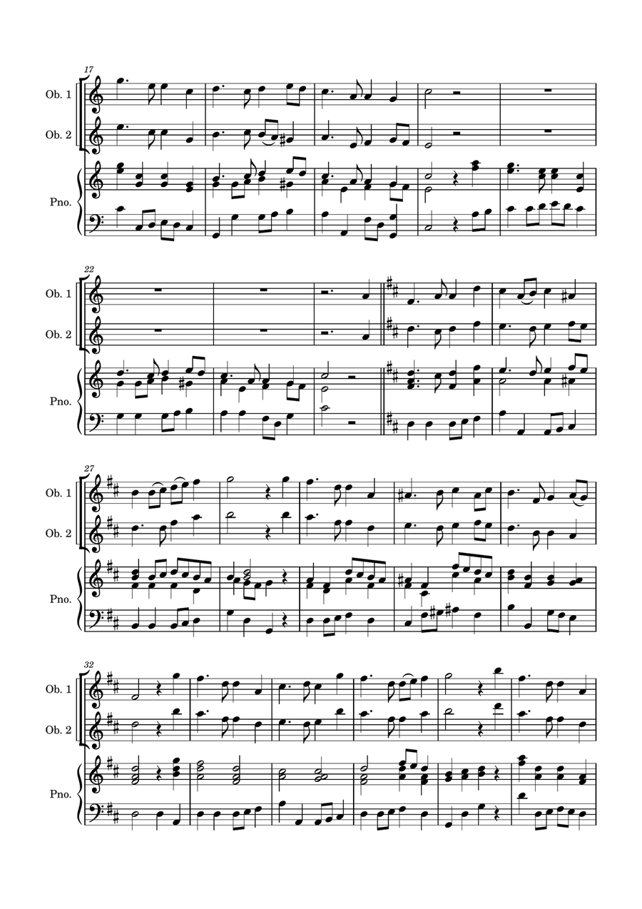 Auld Lang Syne for two Oboes with Piano accompaniment Woodwind Duet scores gallery preview page 3