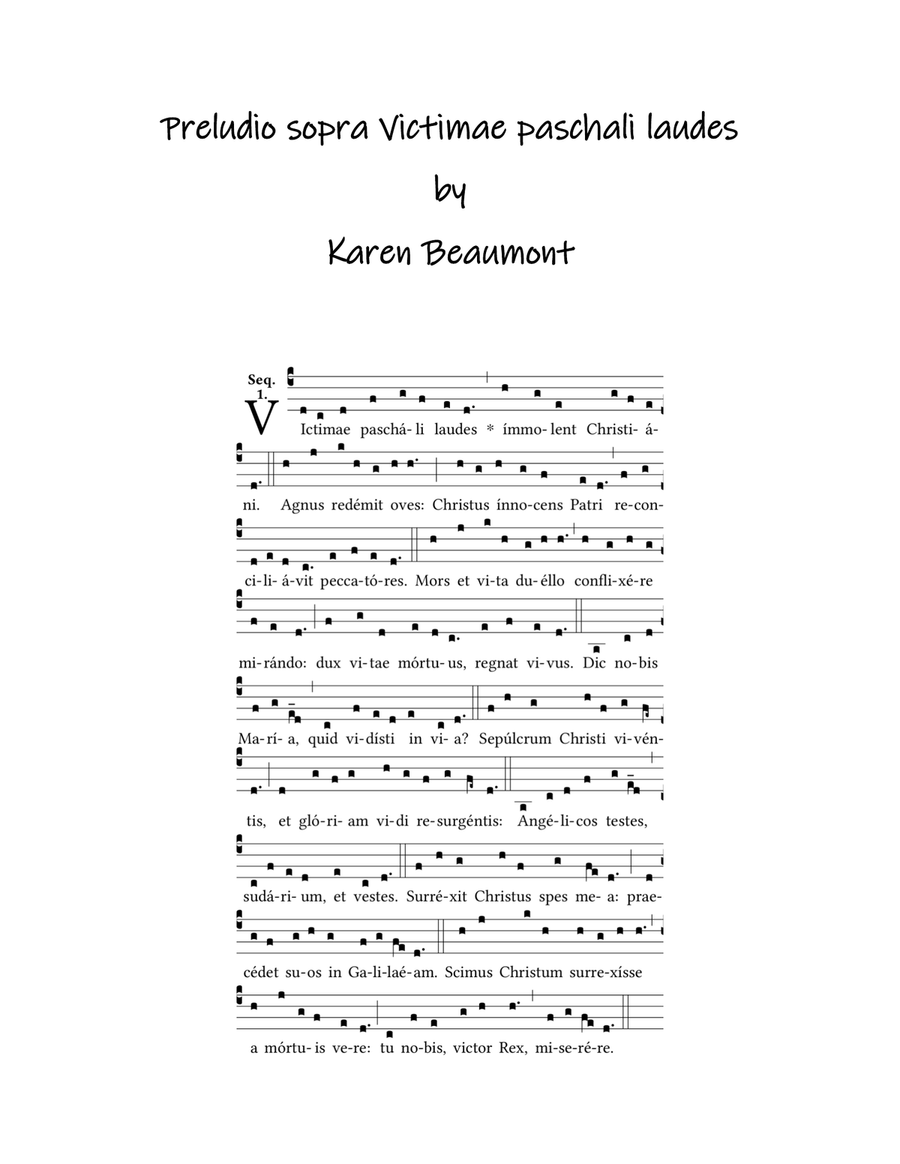 Preludio sopra Victimae paschali laudes (easy pedal) A Cappella scores gallery preview page 1