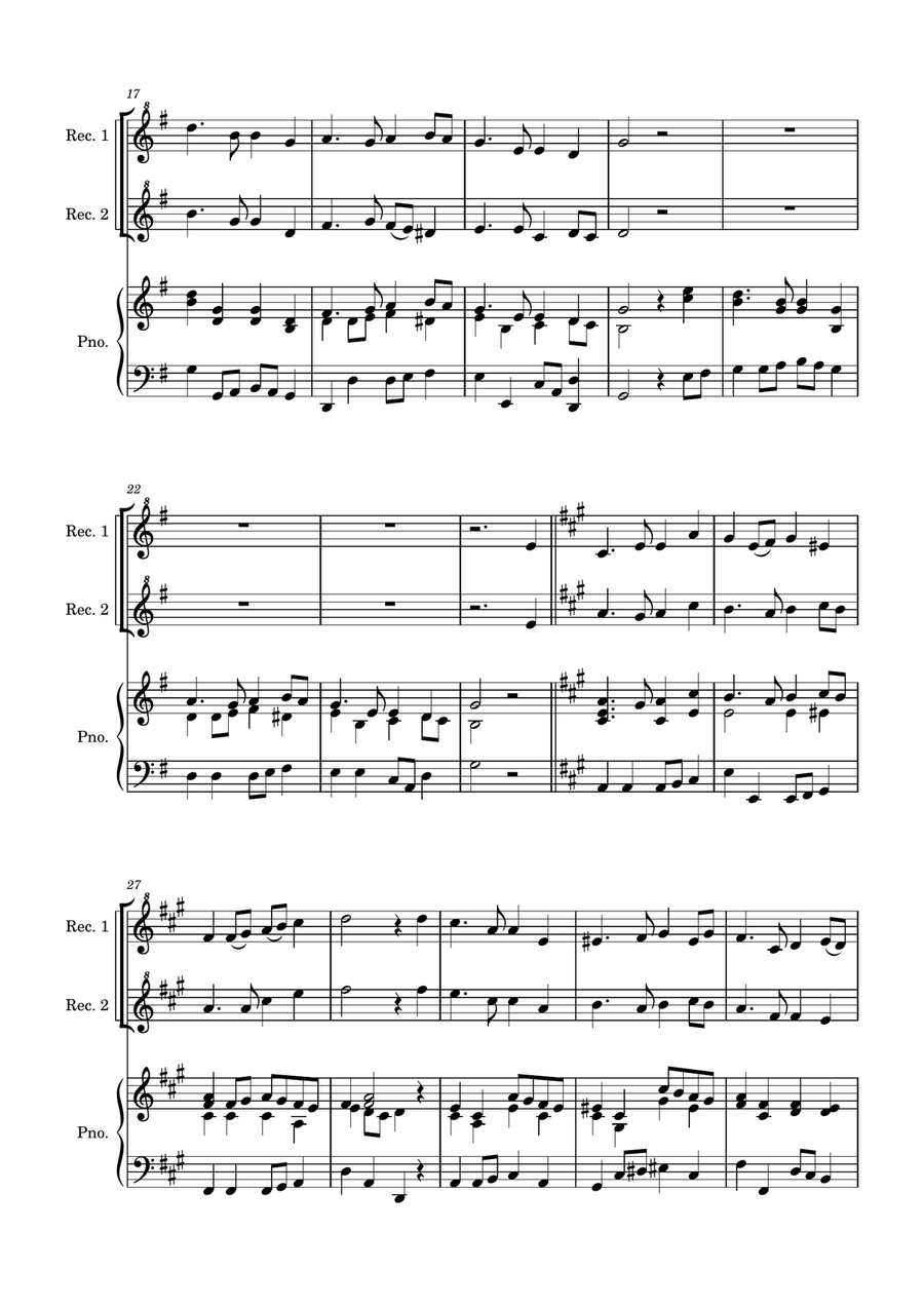 Auld Lang Syne for two Recorders with Piano accompaniment Woodwind Duet scores gallery preview page 3