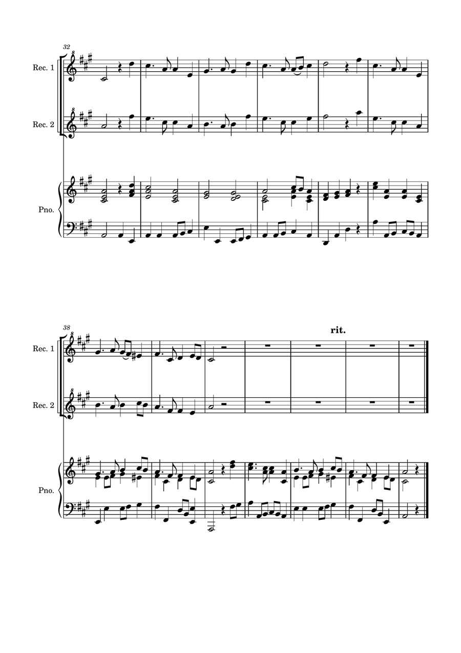 Auld Lang Syne for two Recorders with Piano accompaniment Woodwind Duet scores gallery preview page 4