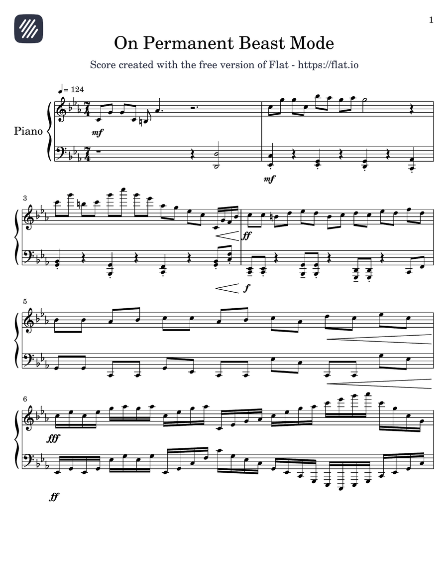 On Permanent Beast Mode On Permanent Beast Mode Piano Solo scores gallery preview page 1