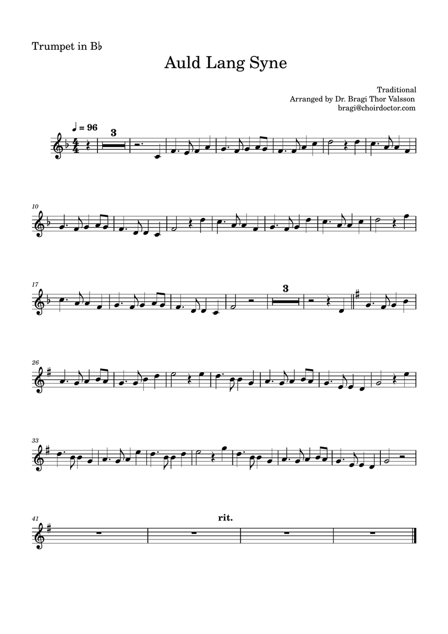 Auld Lang Syne for Trumpet with Piano accompaniment Trumpet Solo scores gallery preview page 4