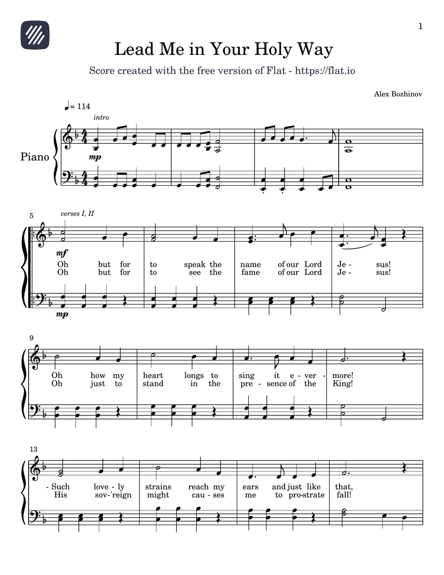Lead Me in Your Holy Way Lead Me in Your Holy Way Piano Solo scores gallery preview page 1