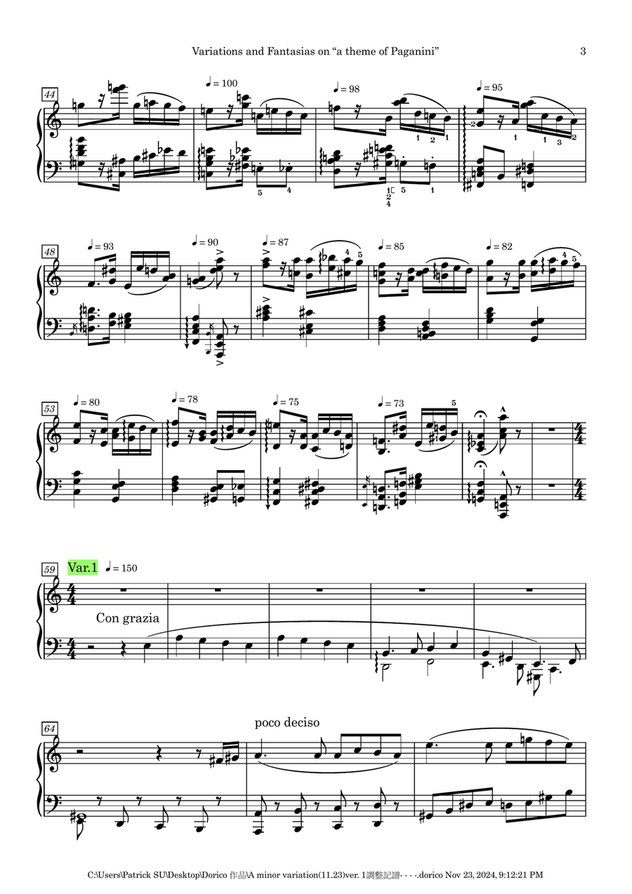 Variations and Fantasias on a Theme of Paganini [2024] Piano Solo scores gallery preview page 3