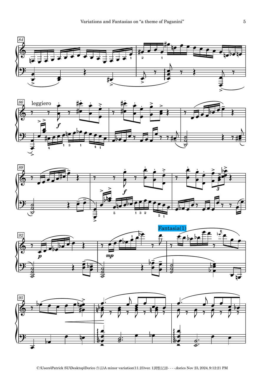 Variations and Fantasias on a Theme of Paganini [2024] Piano Solo scores gallery preview page 5