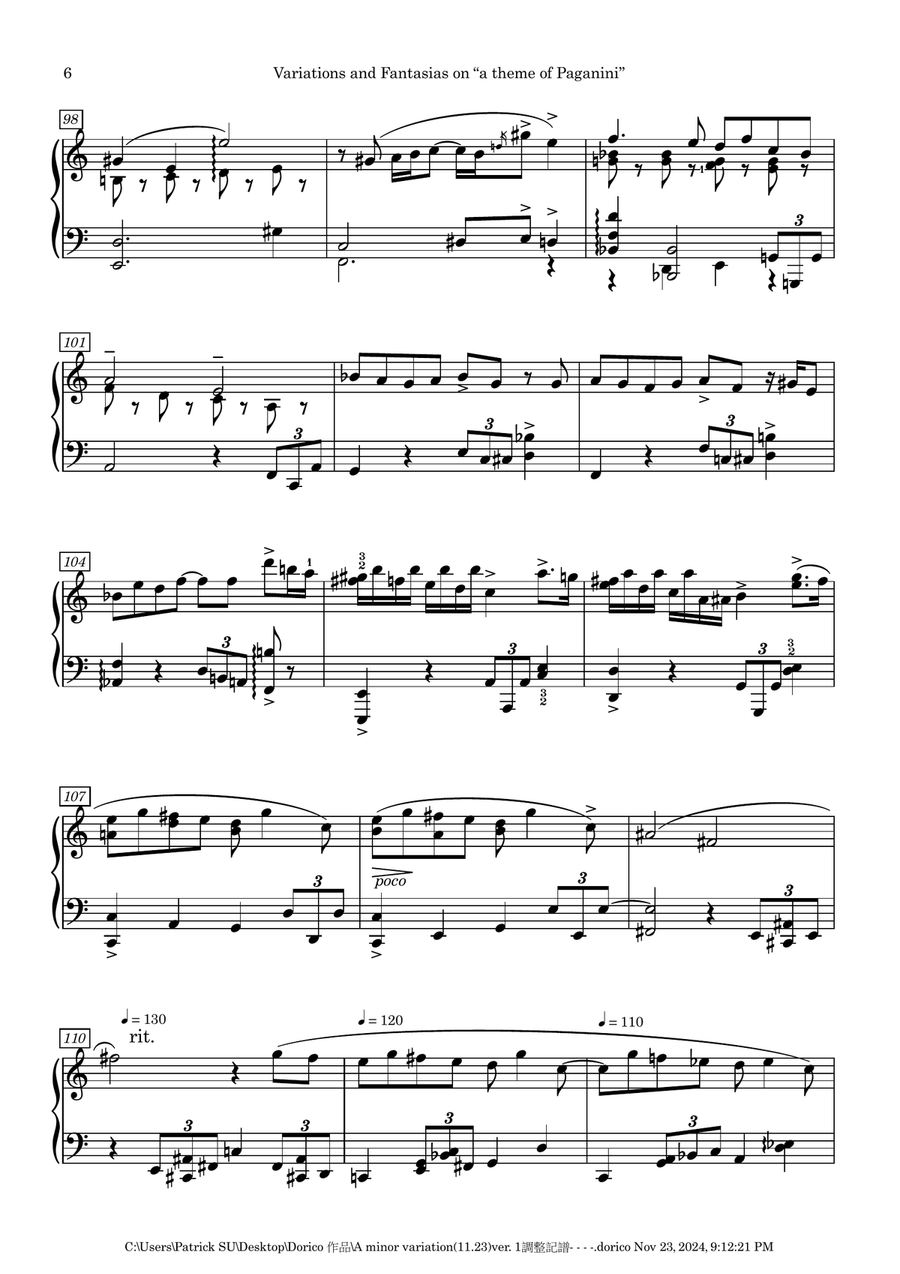 Variations and Fantasias on a Theme of Paganini [2024] Piano Solo scores gallery preview page 6