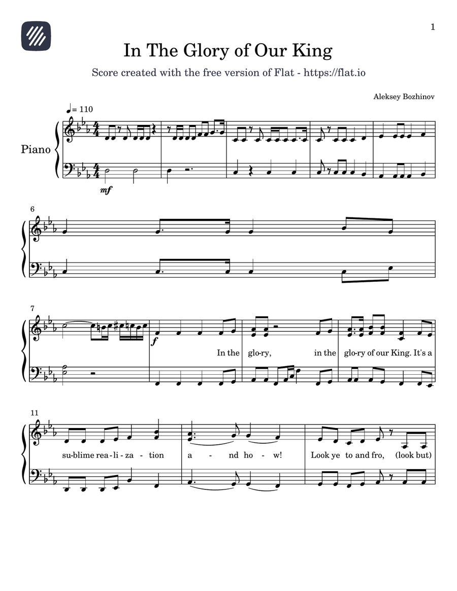 In the Glory of Our King In the Glory of Our King Piano Solo scores gallery preview page 1