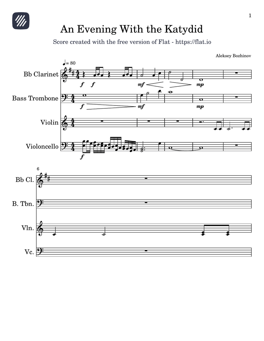 An Evening With the Katydid - Score Only Small Ensemble scores gallery preview page 1