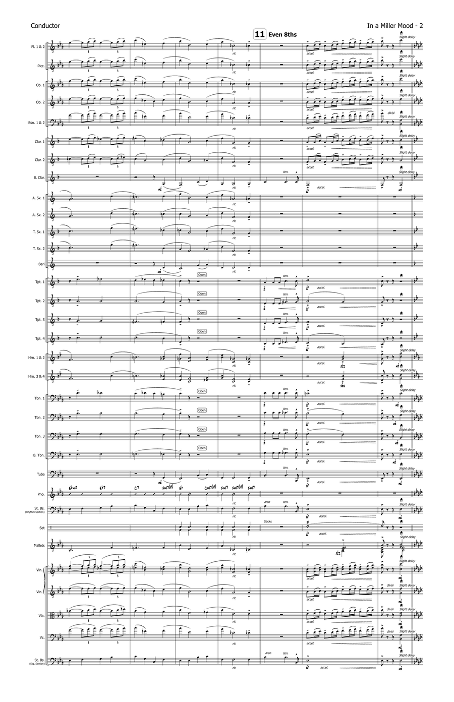 Medley: In The Mood with Moonlight Serenade - Score Only Full Orchestra scores gallery preview page 2