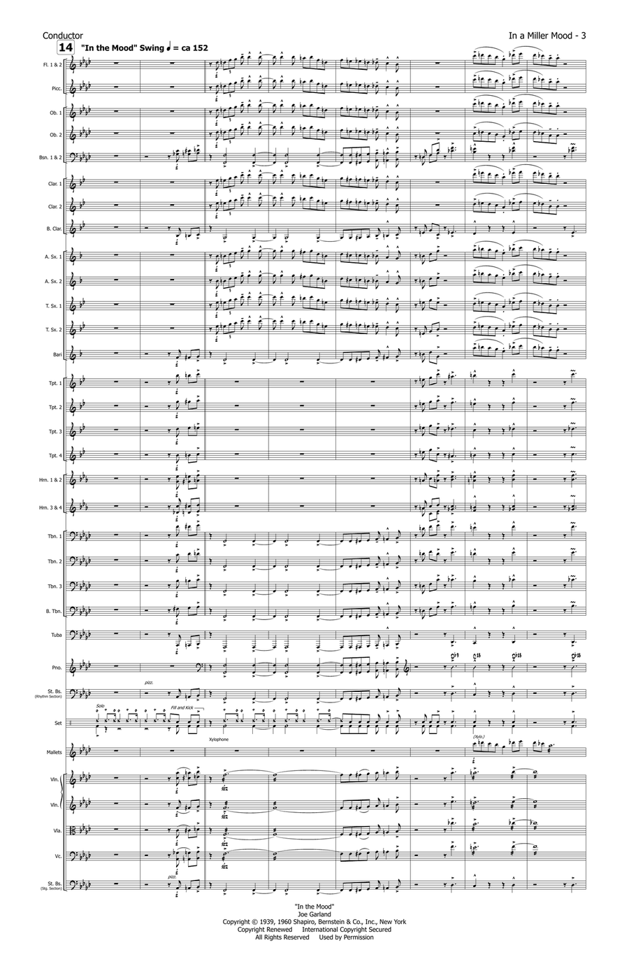 Medley: In The Mood with Moonlight Serenade - Score Only Full Orchestra scores gallery preview page 3