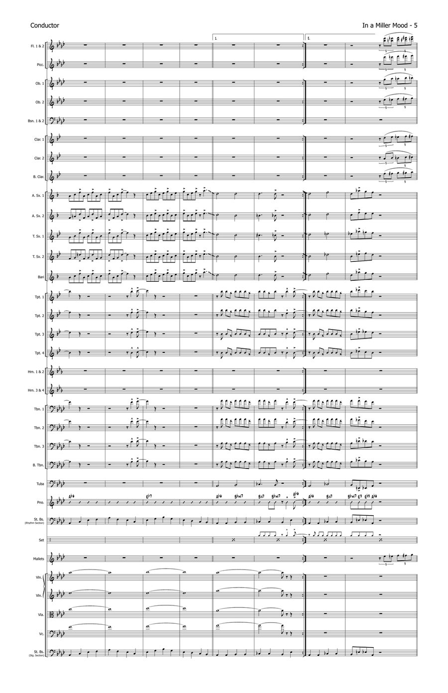 Medley: In The Mood with Moonlight Serenade - Score Only Full Orchestra scores gallery preview page 5