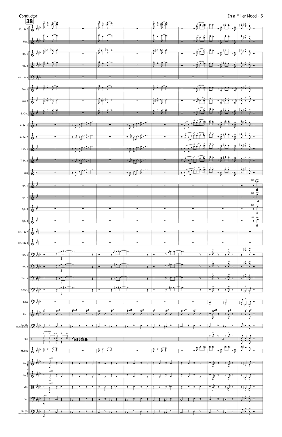 Medley: In The Mood with Moonlight Serenade - Score Only Full Orchestra scores gallery preview page 6