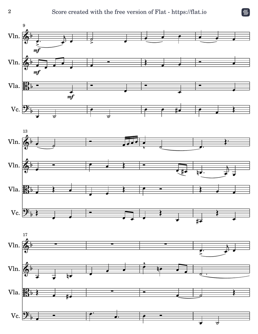 The Cello She Told You Not to Worry About - Score Only String Quartet scores gallery preview page 2