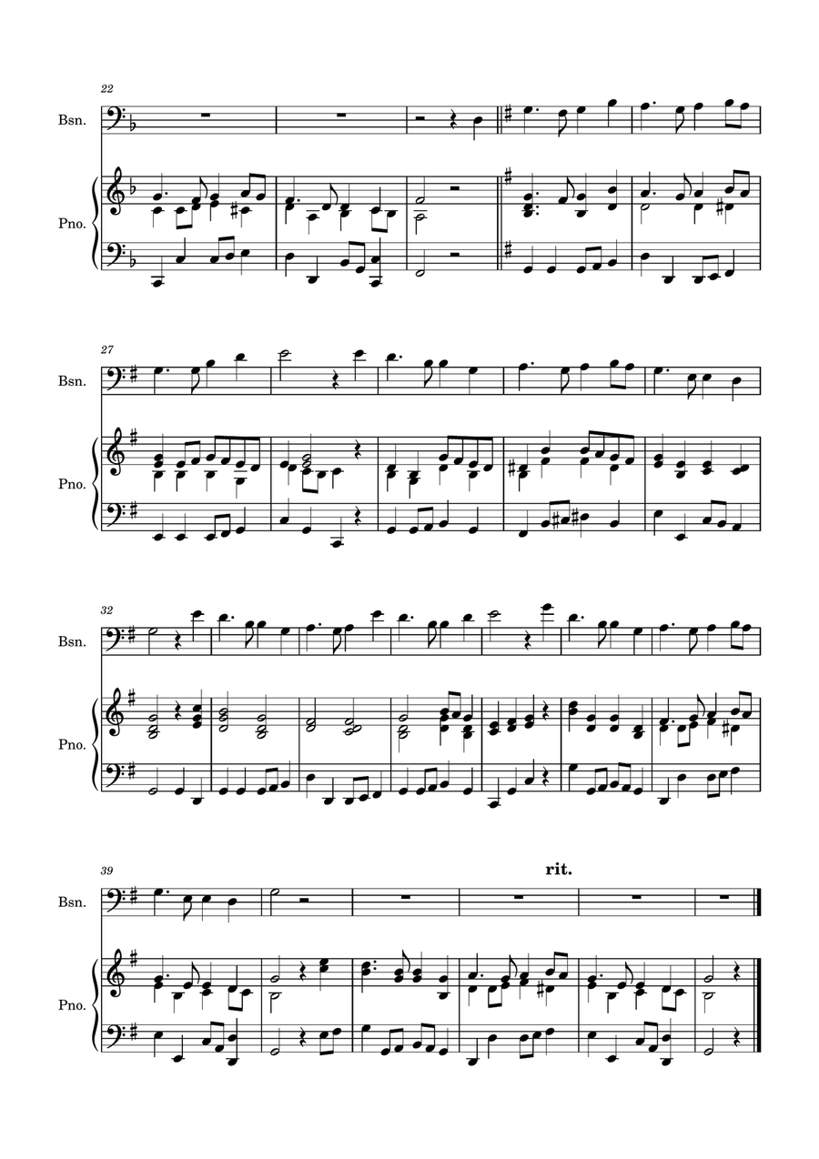 Auld Lang Syne for Bassoon with Piano accompaniment Bassoon scores gallery preview page 3