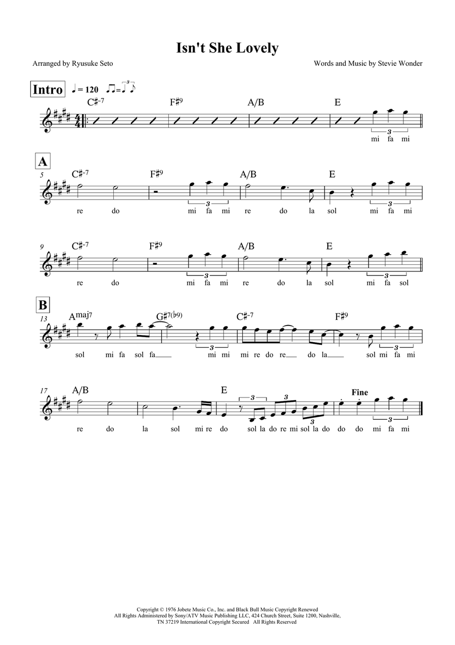 Isn't She Lovely Isn't She Lovely Piano scores gallery preview page 1