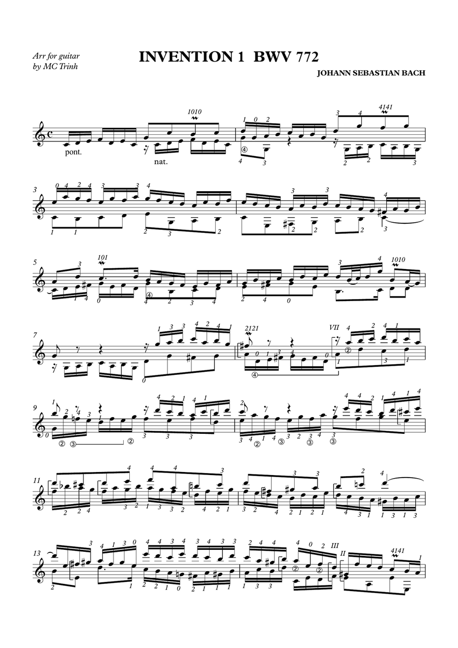 Invention 1 BWV 772 Acoustic Guitar scores gallery preview page 1