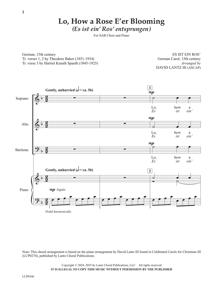 Lo, How a Rose E‘er Blooming 3-Part scores gallery preview page 2