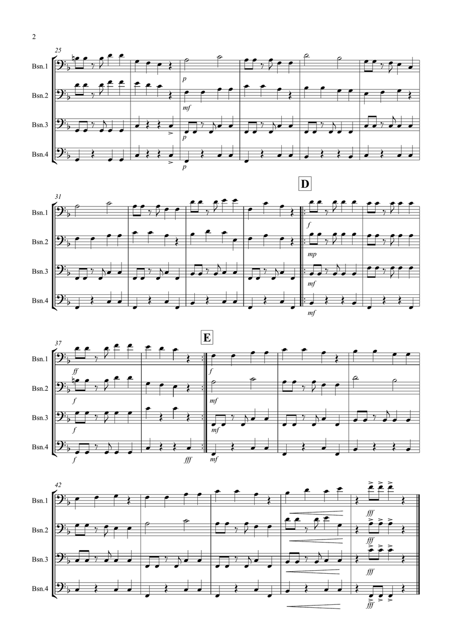 A Surprise Tango! for Bassoon Quartet Bassoon Quartet scores gallery preview page 2