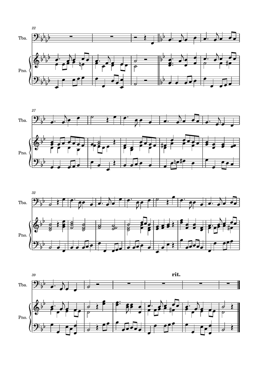 Auld Lang Syne for Tuba with Piano accompaniment Tuba scores gallery preview page 3