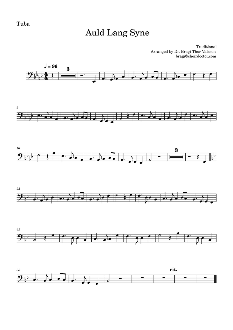 Auld Lang Syne for Tuba with Piano accompaniment Tuba scores gallery preview page 4
