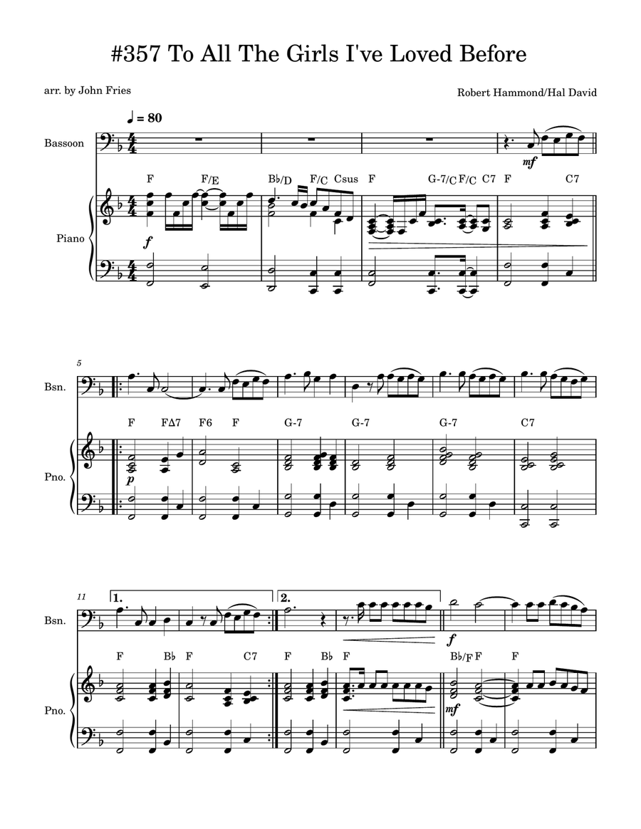 To All The Girls I've Loved Before Bassoon scores gallery preview page 1