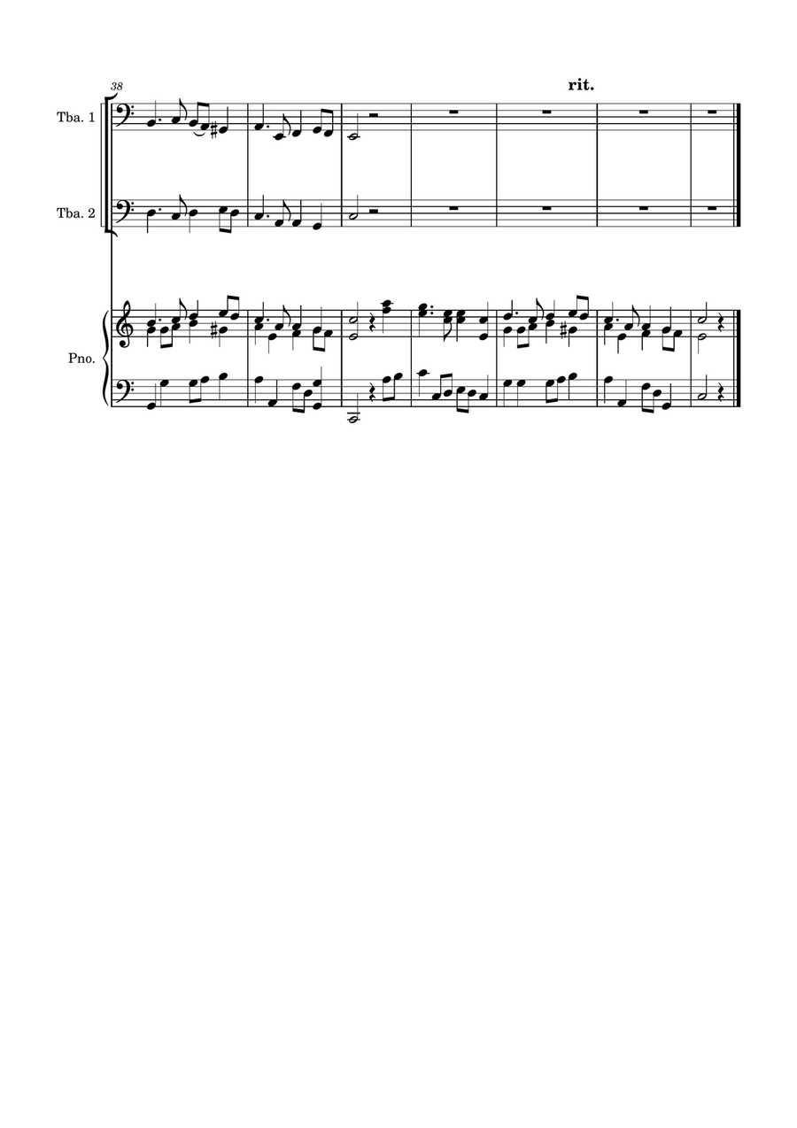 Auld Lang Syne for two Tubas with Piano accompaniment Brass Duet scores gallery preview page 4