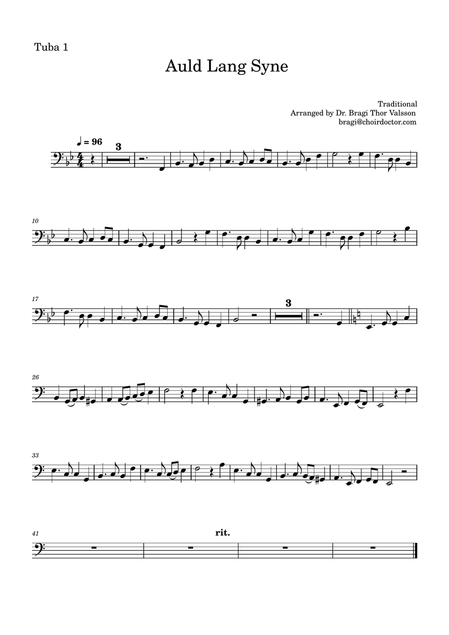 Auld Lang Syne for two Tubas with Piano accompaniment Brass Duet scores gallery preview page 5