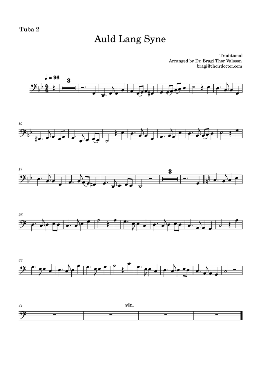 Auld Lang Syne for two Tubas with Piano accompaniment Brass Duet scores gallery preview page 6