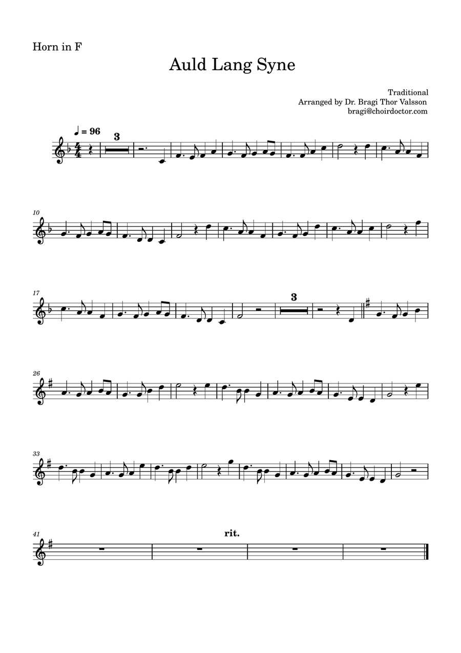 Auld Lang Syne for Horn in F with Piano accompaniment Piano scores gallery preview page 4