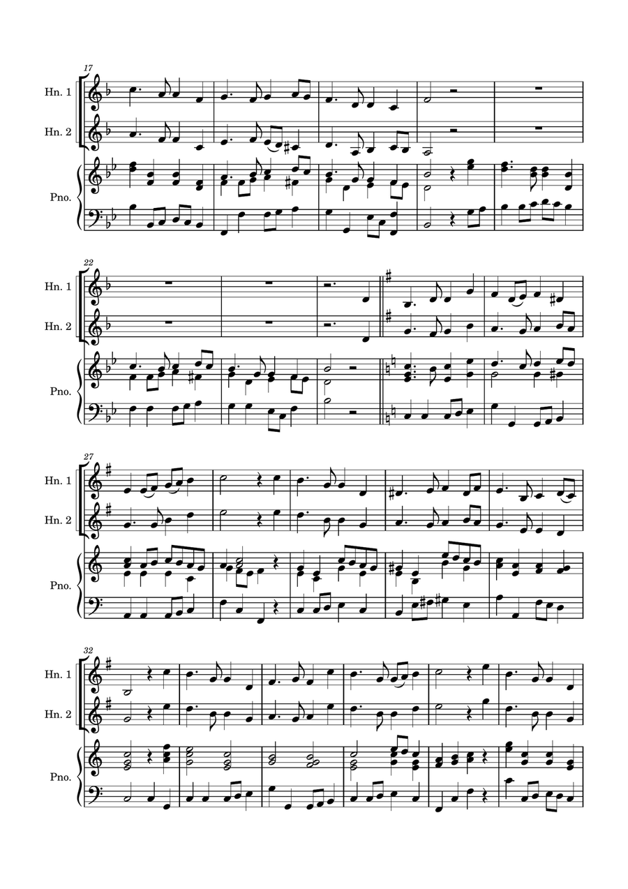 Auld Lang Syne for two Horns in F with Piano accompaniment Brass Duet scores gallery preview page 3