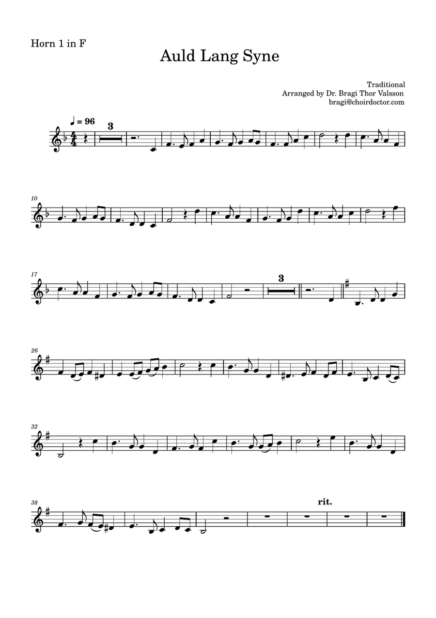 Auld Lang Syne for two Horns in F with Piano accompaniment Brass Duet scores gallery preview page 5