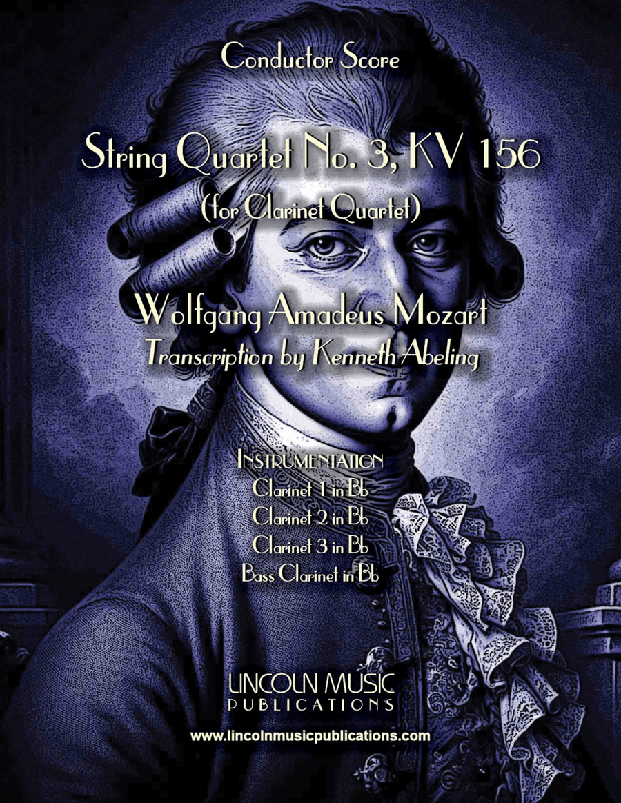 Mozart String Quartet No. 3 in G major, KV 156 (for Clarinet Quartet) Woodwind Ensemble scores gallery preview page 1