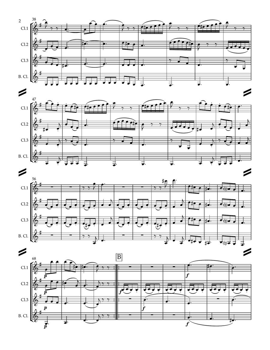 Mozart String Quartet No. 3 in G major, KV 156 (for Clarinet Quartet) Woodwind Ensemble scores gallery preview page 3