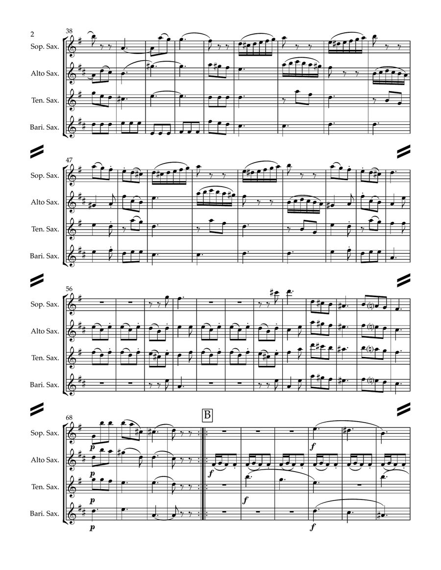 Mozart String Quartet No. 3 in G major, KV 156 (for Saxophone Quartet SATB) Woodwind Ensemble scores gallery preview page 3