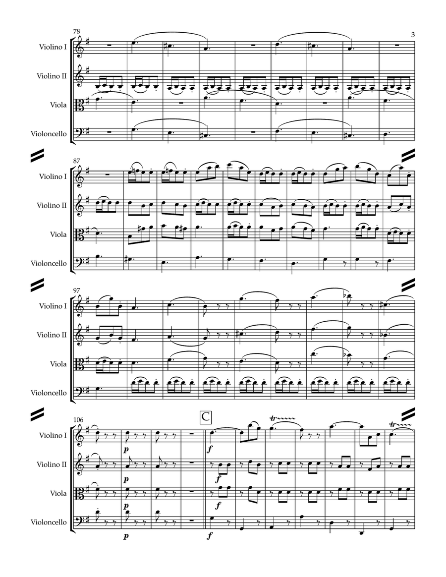Mozart String Quartet No. 3 in G major, KV 156 (for String Quartet) String Quartet scores gallery preview page 4
