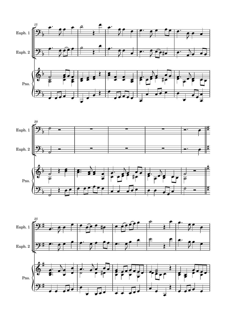 Auld Lang Syne for two Euphoniums with Piano accompaniment Brass Duet scores gallery preview page 3