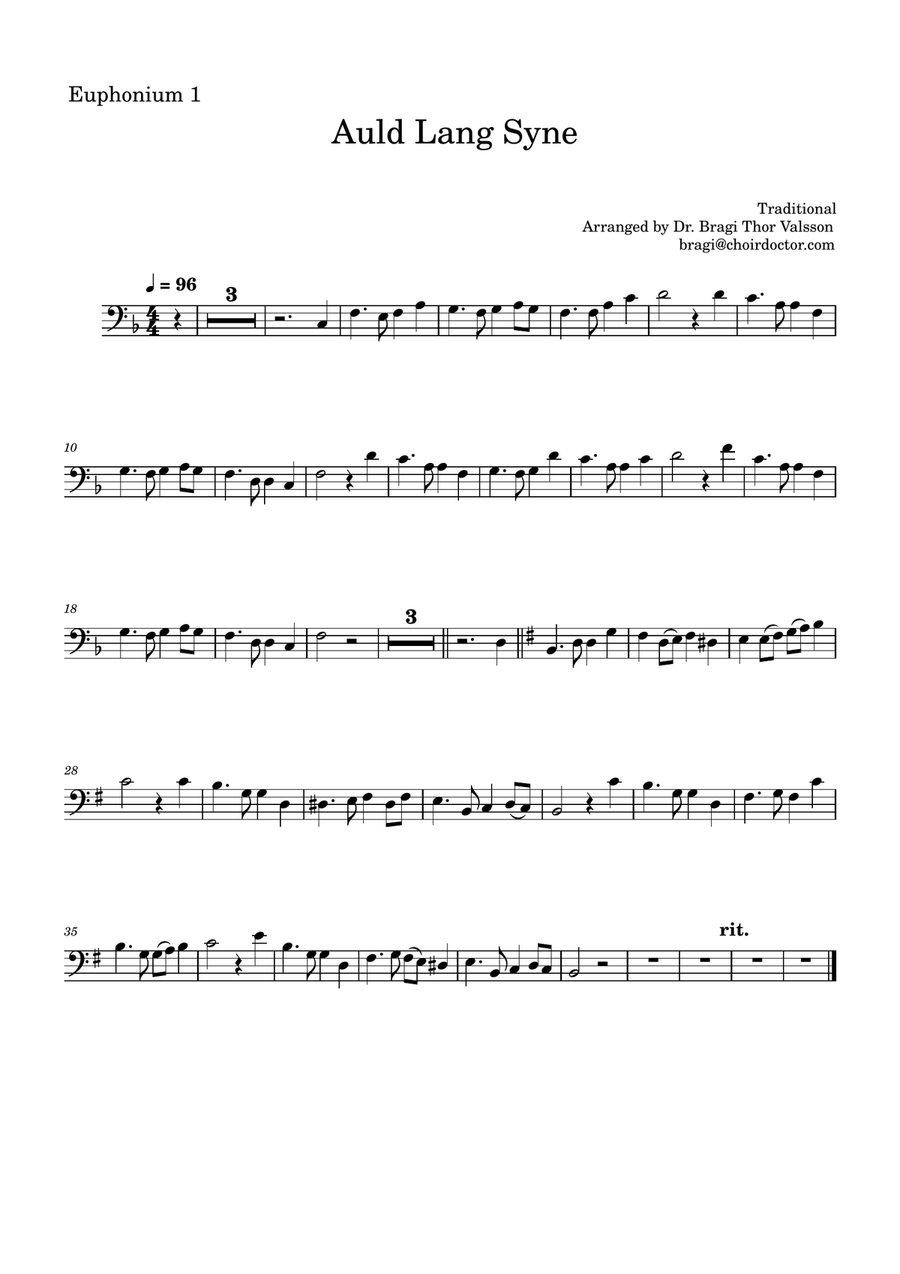 Auld Lang Syne for two Euphoniums with Piano accompaniment Brass Duet scores gallery preview page 5