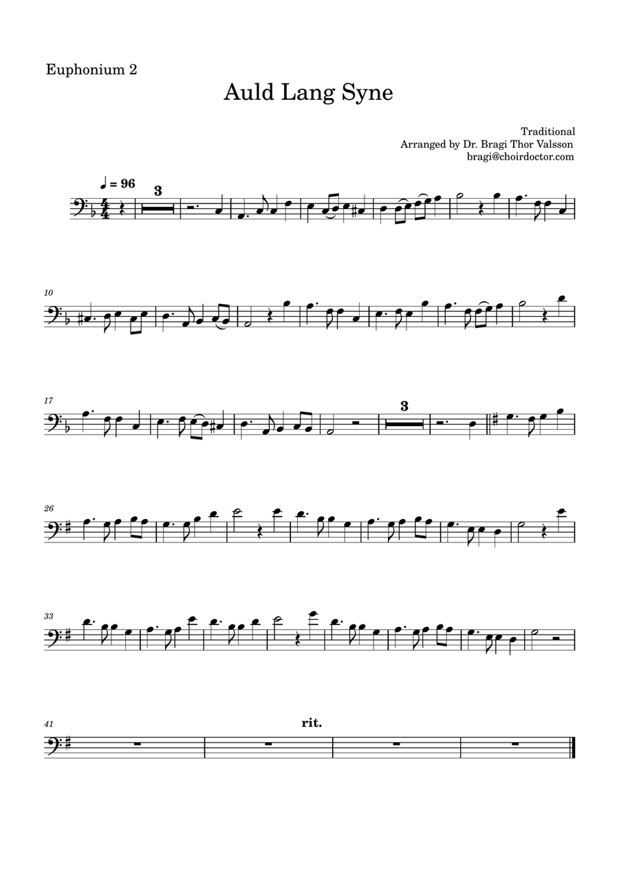 Auld Lang Syne for two Euphoniums with Piano accompaniment Brass Duet scores gallery preview page 6