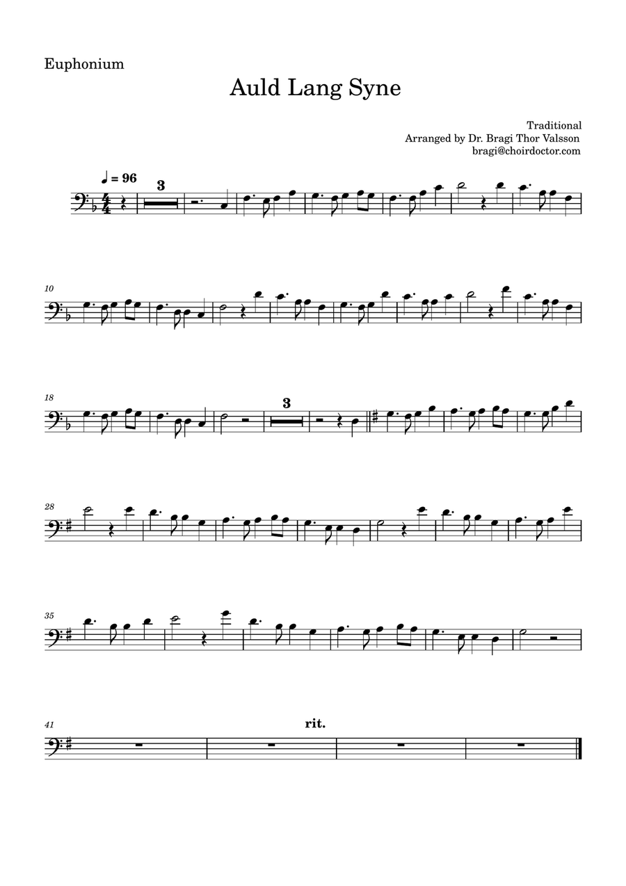 Auld Lang Syne for Euphonium with Piano accompaniment Euphonium scores gallery preview page 4