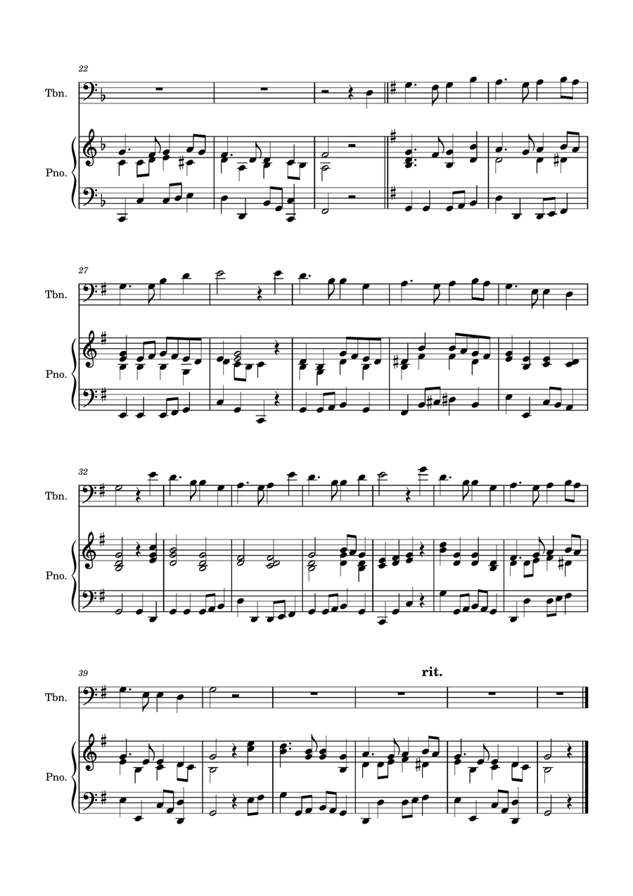 Auld Lang Syne for Trombone with Piano accompaniment Piano scores gallery preview page 3