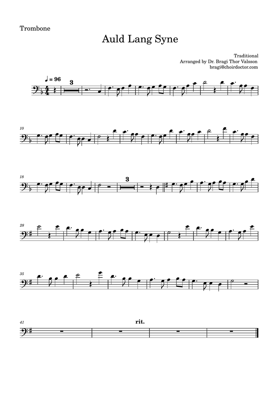 Auld Lang Syne for Trombone with Piano accompaniment Piano scores gallery preview page 4