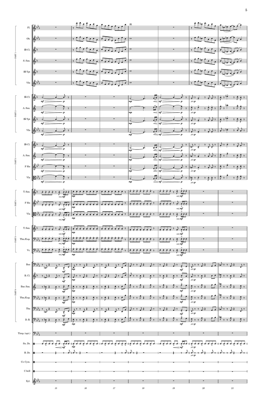Sensei March (Grade 3—Flexible Ensemble) - Score Only Concert Band scores gallery preview page 5