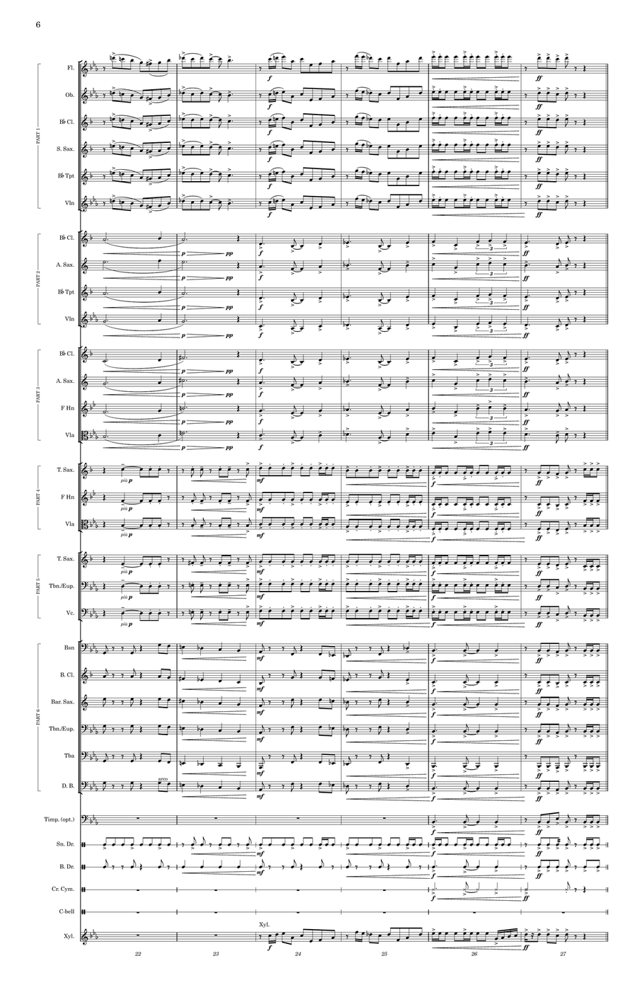 Sensei March (Grade 3—Flexible Ensemble) - Score Only Concert Band scores gallery preview page 6