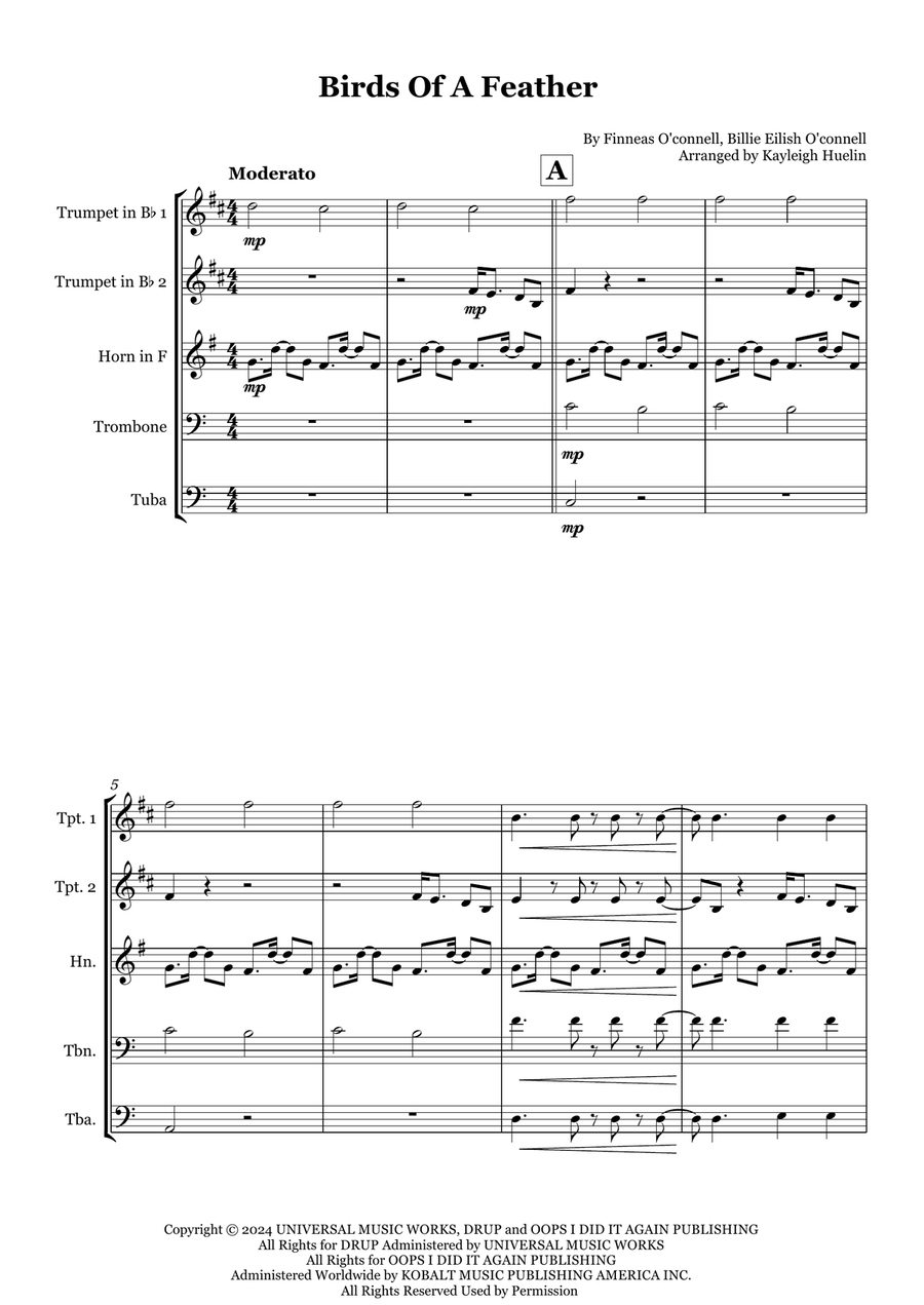 Birds Of A Feather Birds Of A Feather Brass Quintet scores gallery preview page 1